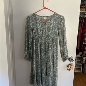 Floral Green Kids Casual Dress